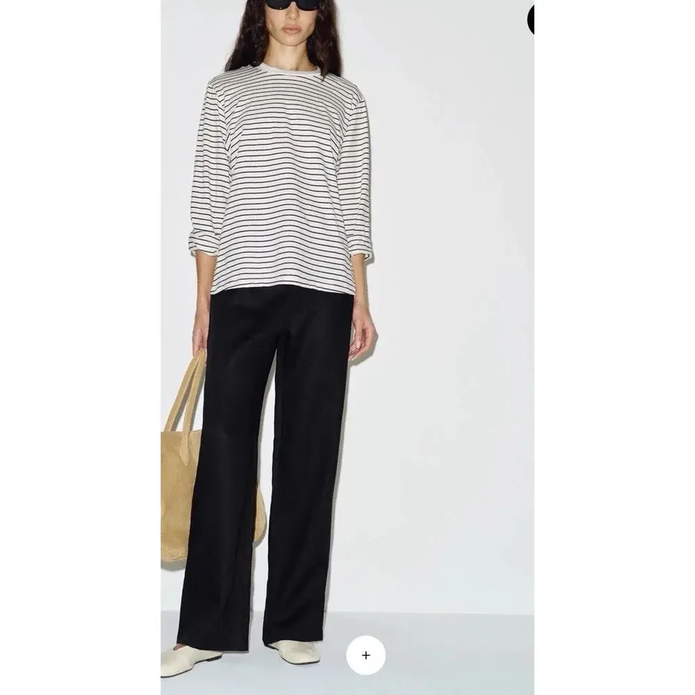 NEW Reformation Olina Black Linen Size Small Drawstring Lounge $188